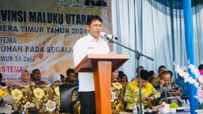 Bupati Ubaid Yakub saat memberikan sambutan pada acara pembukaan Pesparawi