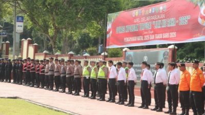Gelar Apel Siaga Pengamanan Nataru di Polres Halsel (fotopolreshalsel)