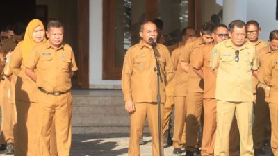 Wabup HALTENG saat pimpin apel pagi