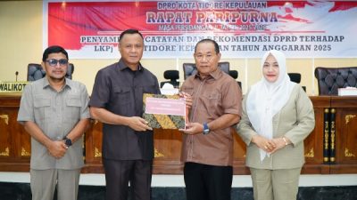 Penyerahan Rekomendasi LKPj Tahun 2025 dari DPRD Ke Wali Kota Tidore