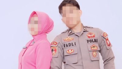 Foto F bersama suaminya oknum polisi berinisial Bripda ZFW (istimewa)