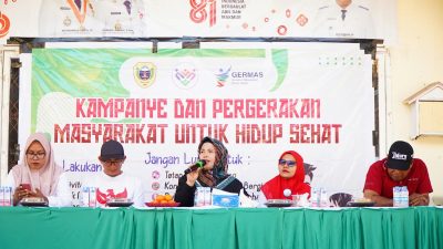 Ketua Tim Penggerak PKK Kota Tidore Kepulauan Rahmawati Muhammad Sinen saat menghadiri sekaligus membuka secara resmi Kegiatan Kampanye dan Pergerakan Masyarakat Hidup Sehat