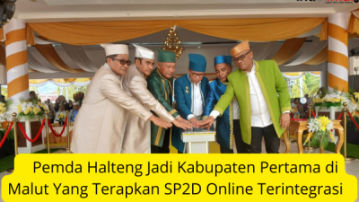 Foto bersama saat menekan tombol serine di Upacara HUT ke 36 Halteng